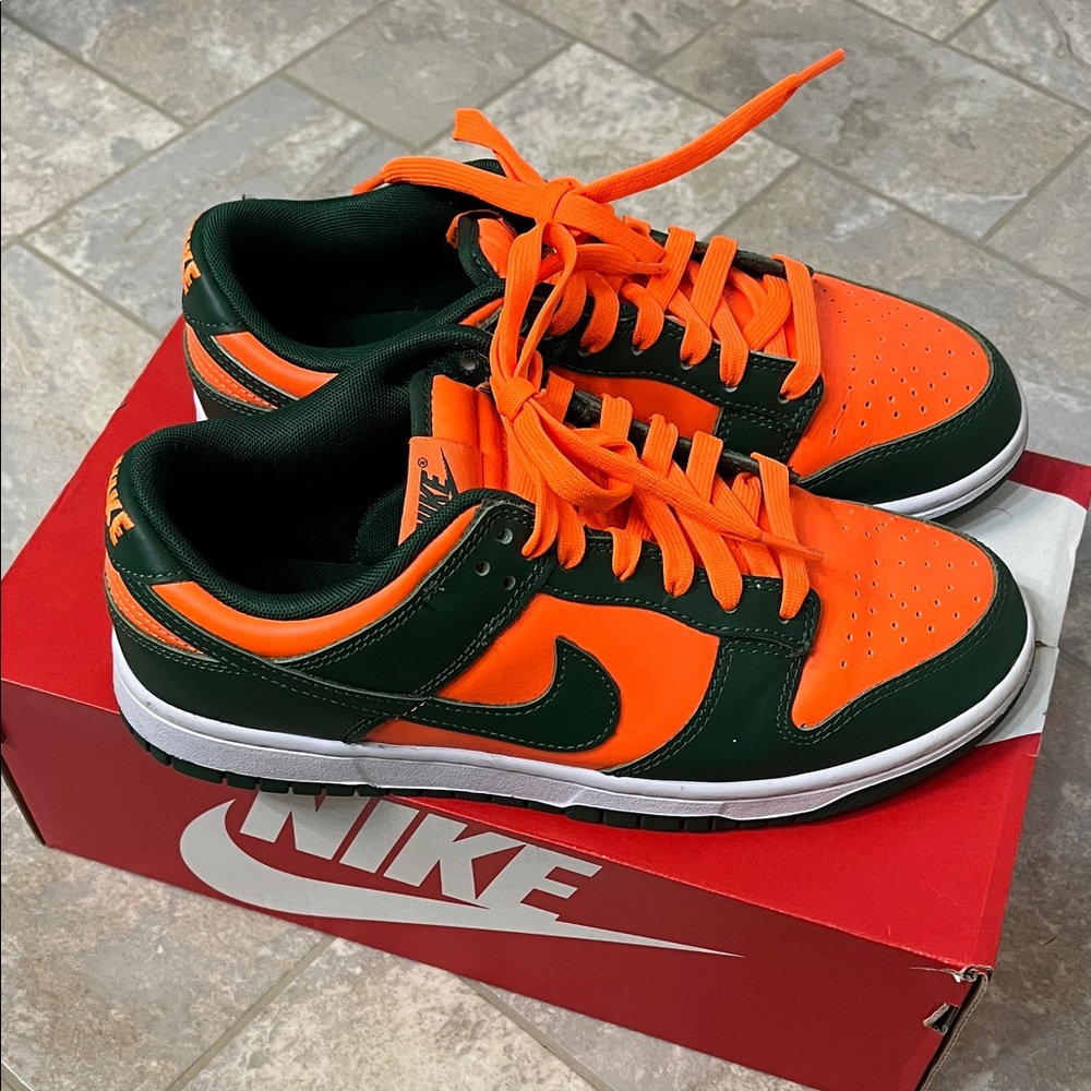 Nike Dunk Low in Orange and Dark Green